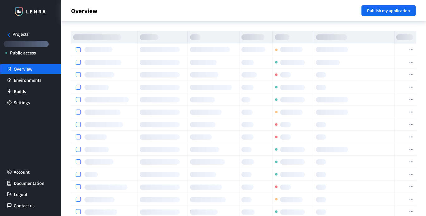 Capture du back-office de Lenra